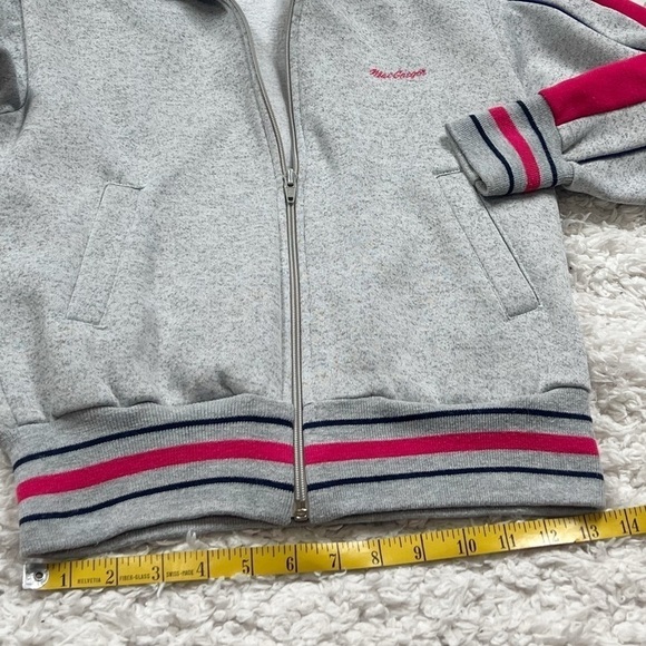 MacGregor Women’s Vintage Track Jacket Full Zip Sweatshirt Gray Pink Blue Small - Picture 11 of 13